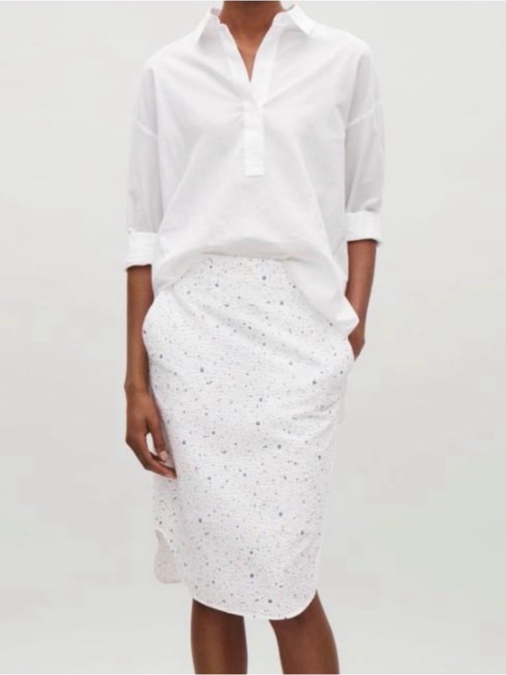 COS White Speckled Seer Sucker Pencil Skirt Size 34